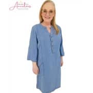 Z Enjoy Jurk 3/4 mouw tencel 93999 Blauw Z Enjoy Jurk 3/4 mouw tencel 93999 Blauw